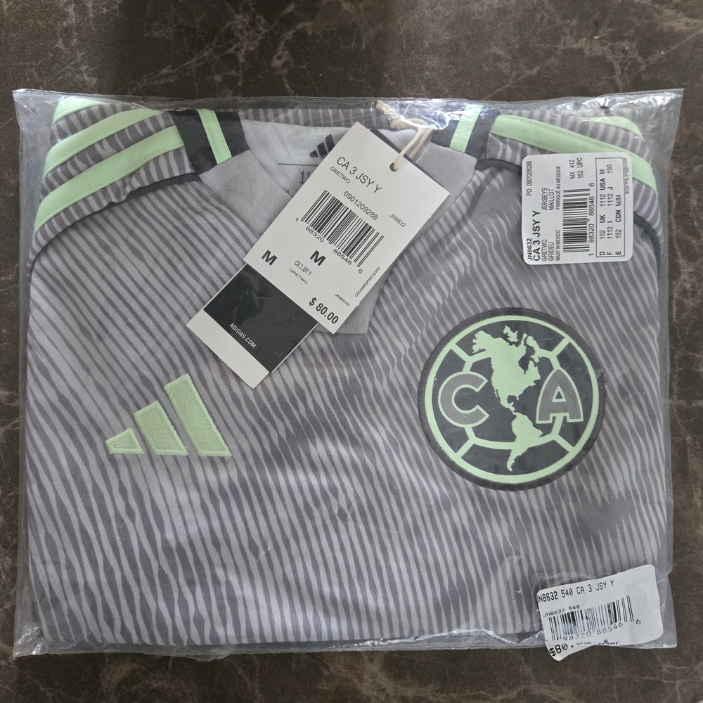 adidas Gray and Neon Green Club América Soccer Jersey